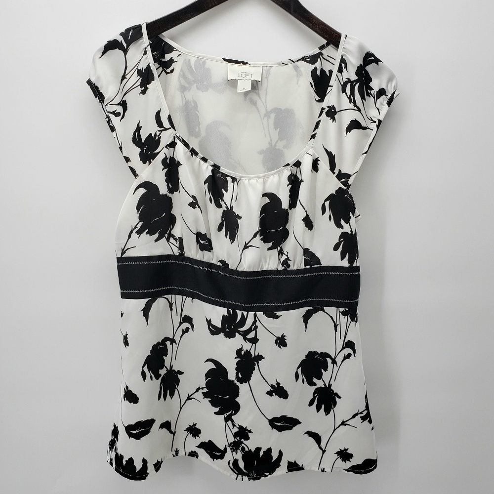 Loft Black & White Blouse Size 12